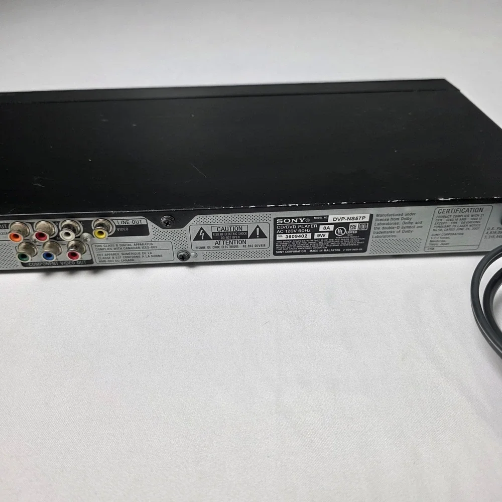 Sony DVP-NS57P CD/DVD Player Progressive Scan Digital Out Tested Works No Remote